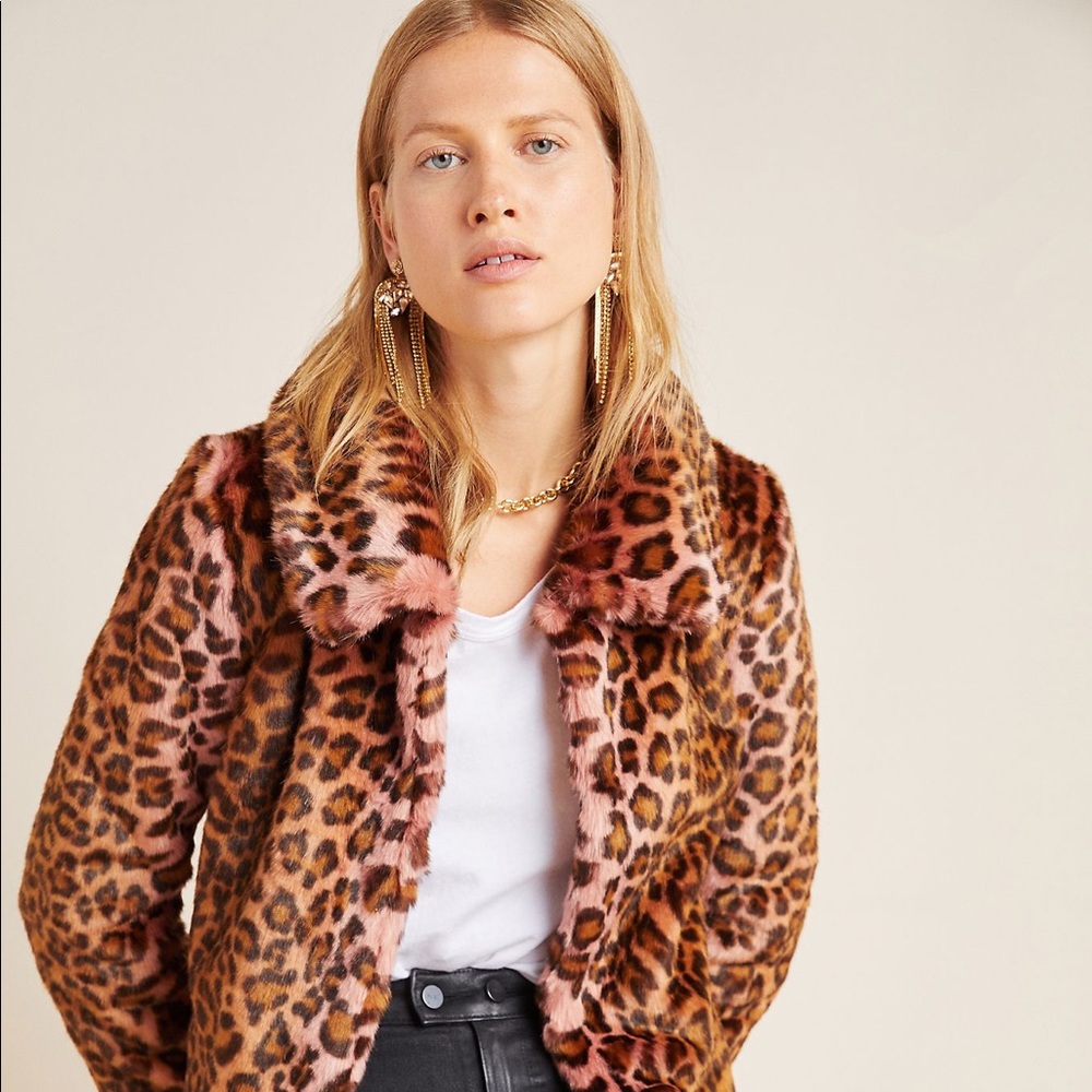 NWT Unreal Fur Leopard Faux Fur Coat - Picture 2 of 7